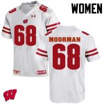 Women's Wisconsin Badgers NCAA #68 David Moorman White Authentic Under Armour Stitched College Football Jersey IP31D13KM